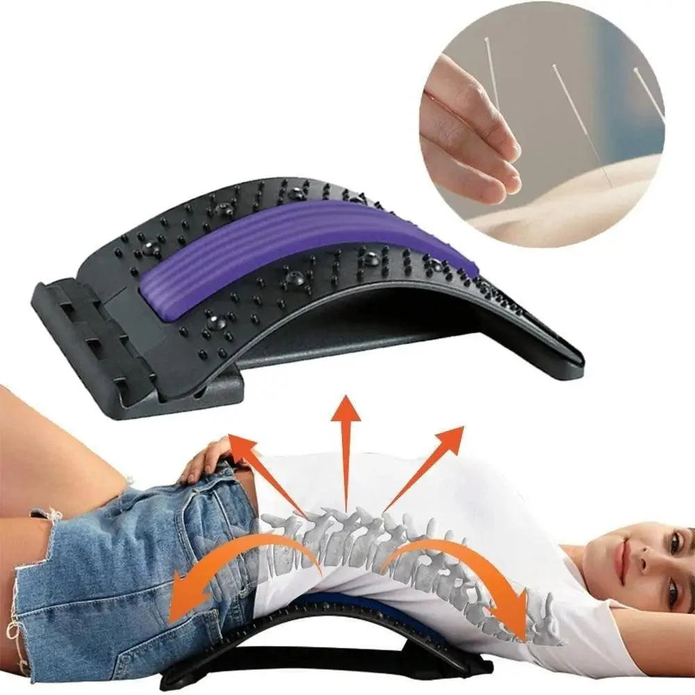 Stevvex black purple back stretching device with textured nodules for spine posture therapy on Tampa Home & Garden Store