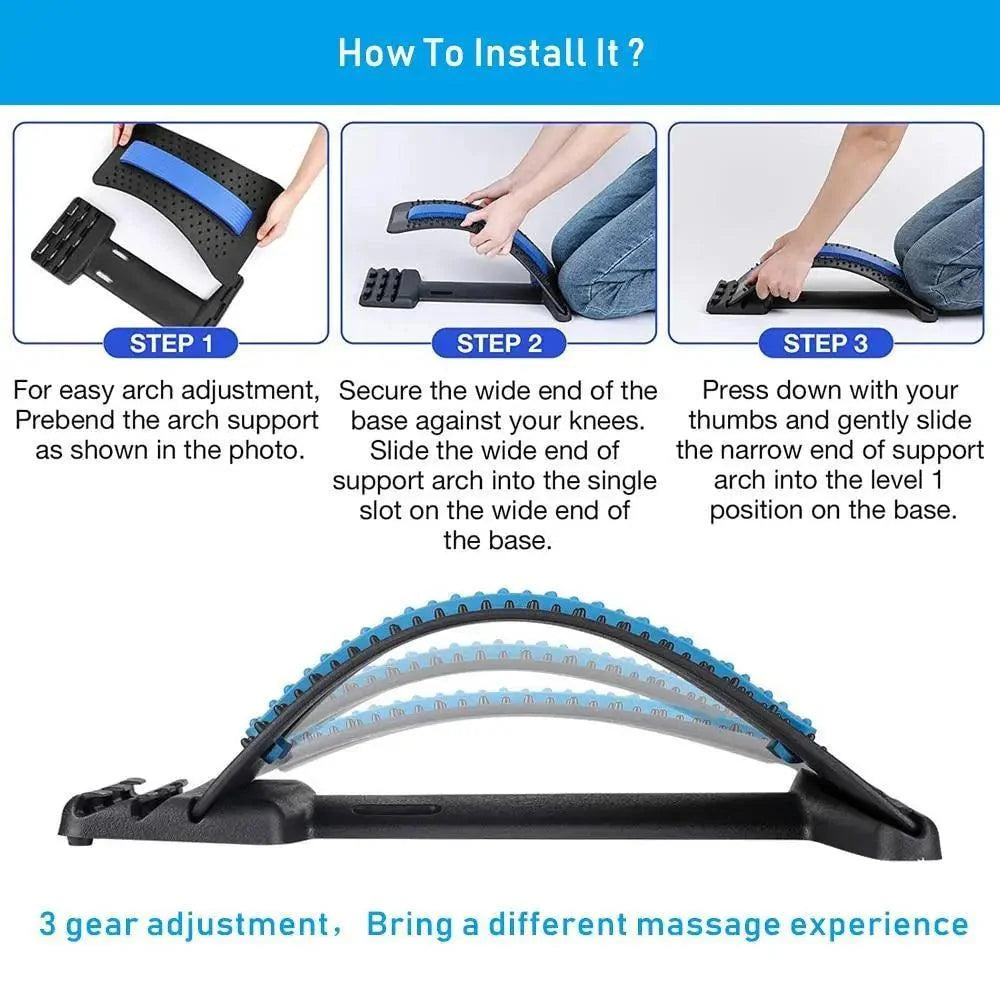 Stevvex back stretching device STIL1535BCCK, black with blue arch, 3-gear stretcher on Tampa Home & Garden Store