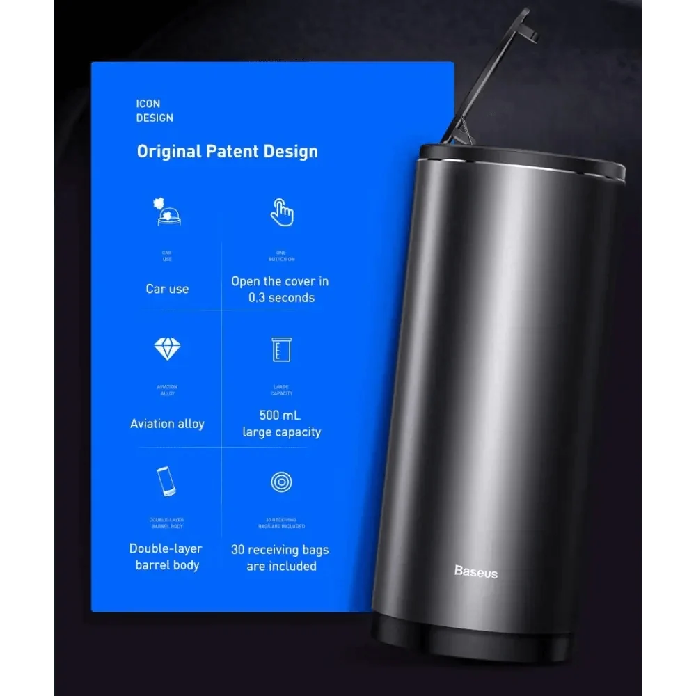 Stevvex black car trash bin with lid STIL548LAK, compact interior organizer for car use on Tampa Home & Garden Store