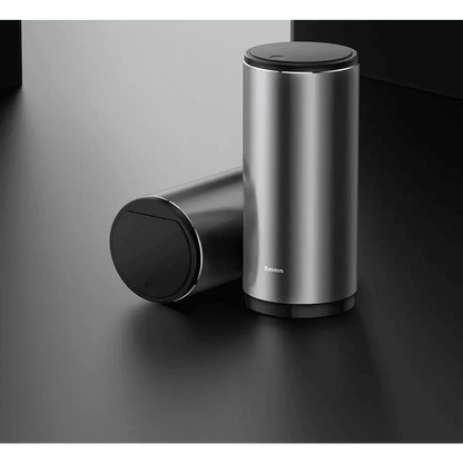 Baseus stainless steel car trash cans with black lids, compact vehicle waste bins on Tampa Home & Garden Store