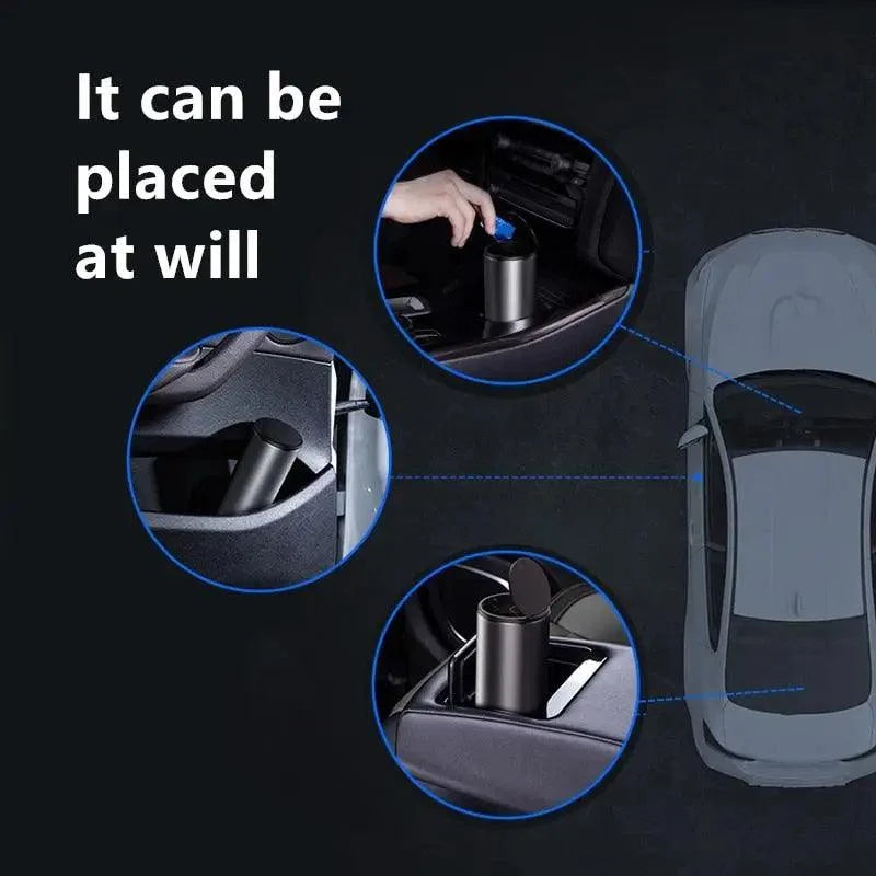 Black Stevvex car trash bin with lid for cup holder and console vehicle cleaning on Tampa Home & Garden Store