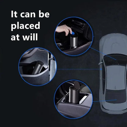 Black Stevvex car trash bin with lid for cup holder and console vehicle cleaning on Tampa Home & Garden Store