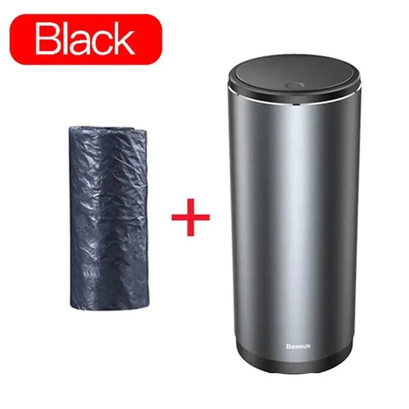 Stevvex black car trash bin with bag, stainless steel waste can for vehicle, 2-piece set on Tampa Home & Garden Store