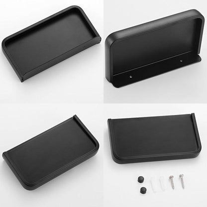 Stevvex matte black toilet paper holder with shelf, adhesive mounting, screws on Tampa Home & Garden Store