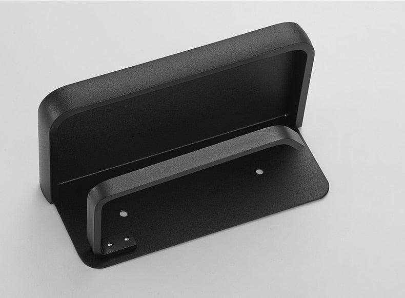 Stevvex black matte toilet paper holder with shelf, adhesive mounting on Tampa Home & Garden Store