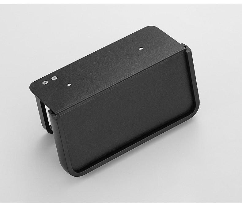 Stevvex matte black multifunction toilet paper holder with shelf and adhesive mount on Tampa Home & Garden Store