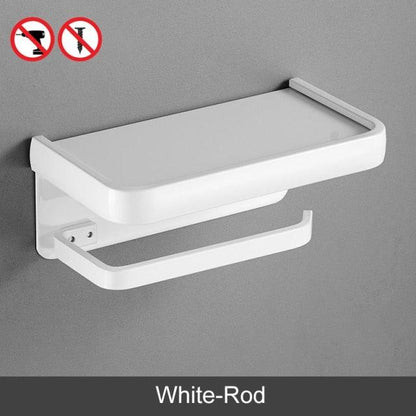 White Stevvex toilet paper holder with shelf and roll holder, wall mount on Tampa Home & Garden Store