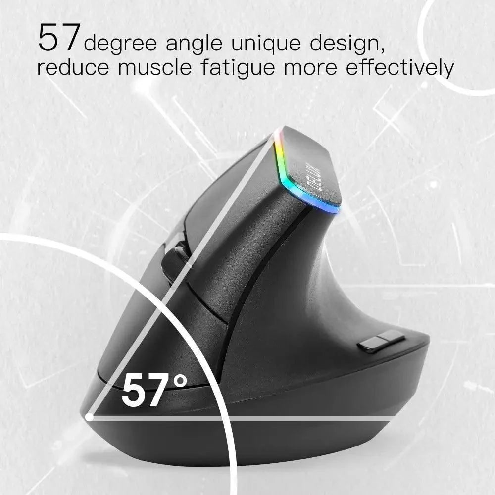 Stevvex black wireless ergonomic vertical mouse, 1600 DPI, RGB ring, USB 2.4GHz for PC on Tampa Home & Garden Store