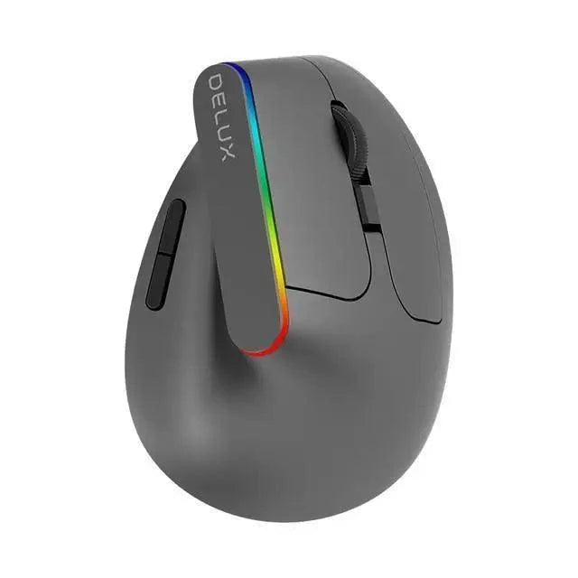 Wireless vertical ergonomic black mouse with RGB edge lighting, 1600 DPI USB 2.4Ghz on Tampa Home & Garden Store