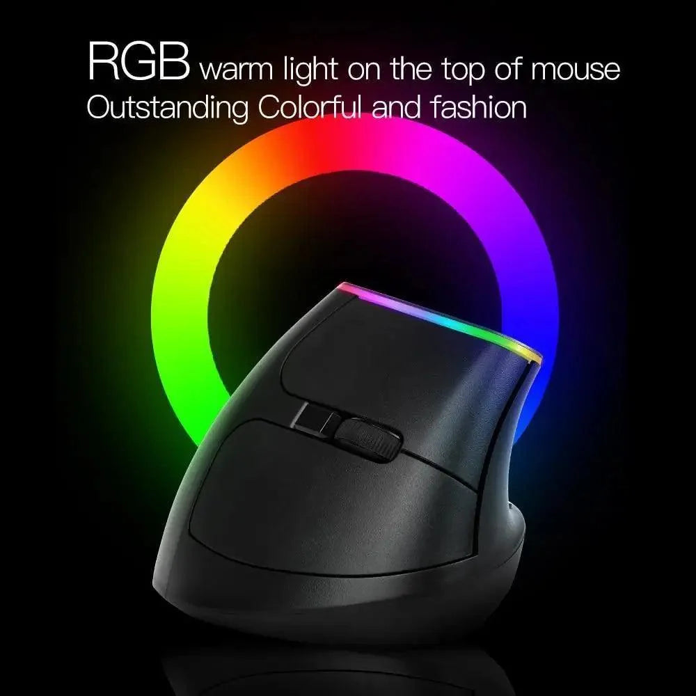 Stevvex black wireless vertical gaming mouse with RGB LED ring and 1600 DPI on Tampa Home & Garden Store