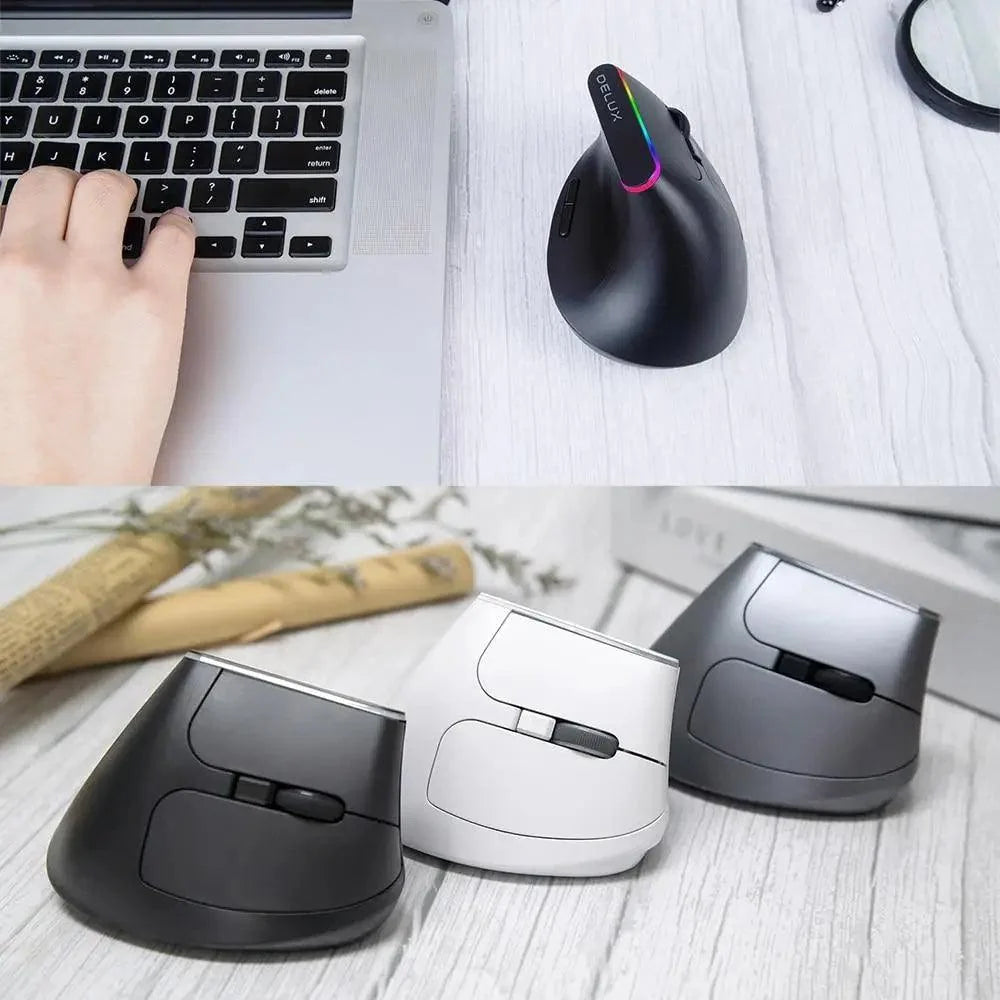 Stevvex wireless ergonomic vertical mouse black RGB, 1600 DPI for PC and laptop on Tampa Home & Garden Store
