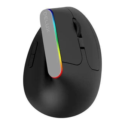 Stevvex black wireless ergonomic vertical mouse with RGB strip, 1600 DPI, USB/2.4Ghz on Tampa Home & Garden Store