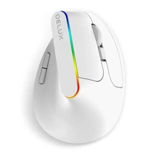 Stevvex white wireless ergonomic vertical mouse with RGB LED stripe and 1600 DPI on Tampa Home & Garden Store