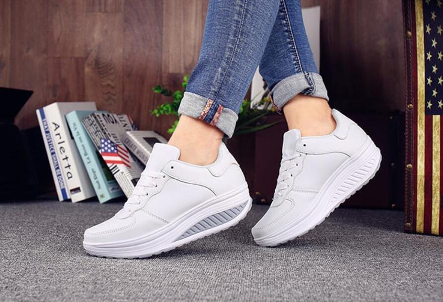 White leather lace-up women's sneakers Stevvex, breathable casual low-top on Tampa Home & Garden Store