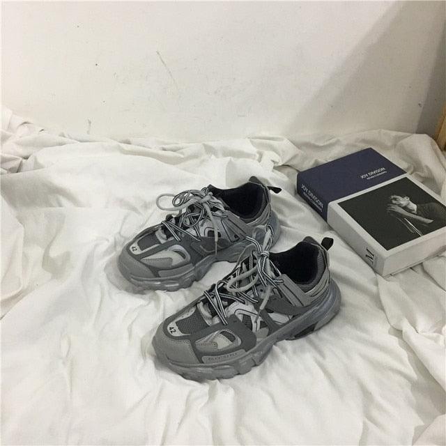 Stevvex womens breathable mesh sneakers gray pair casual outdoor running shoes with cushion on Tampa Home & Garden Store
