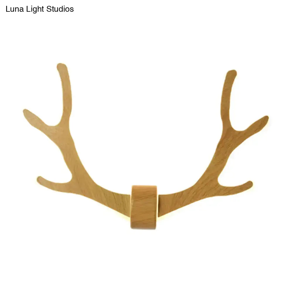 Black Wooden Antler Wall Sconce Lamp for Corridor