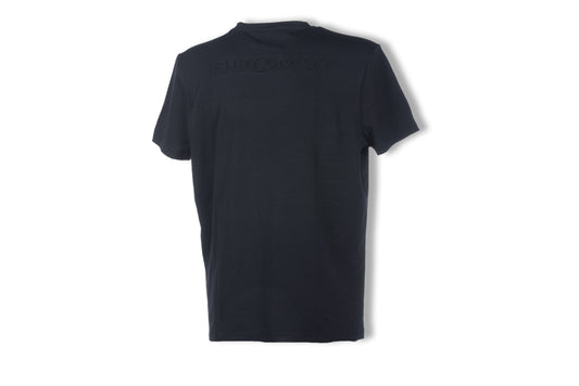 Suomy women's short-sleeve black T-shirt back view with embossed SUOMY logo on Tampa Home & Garden Store