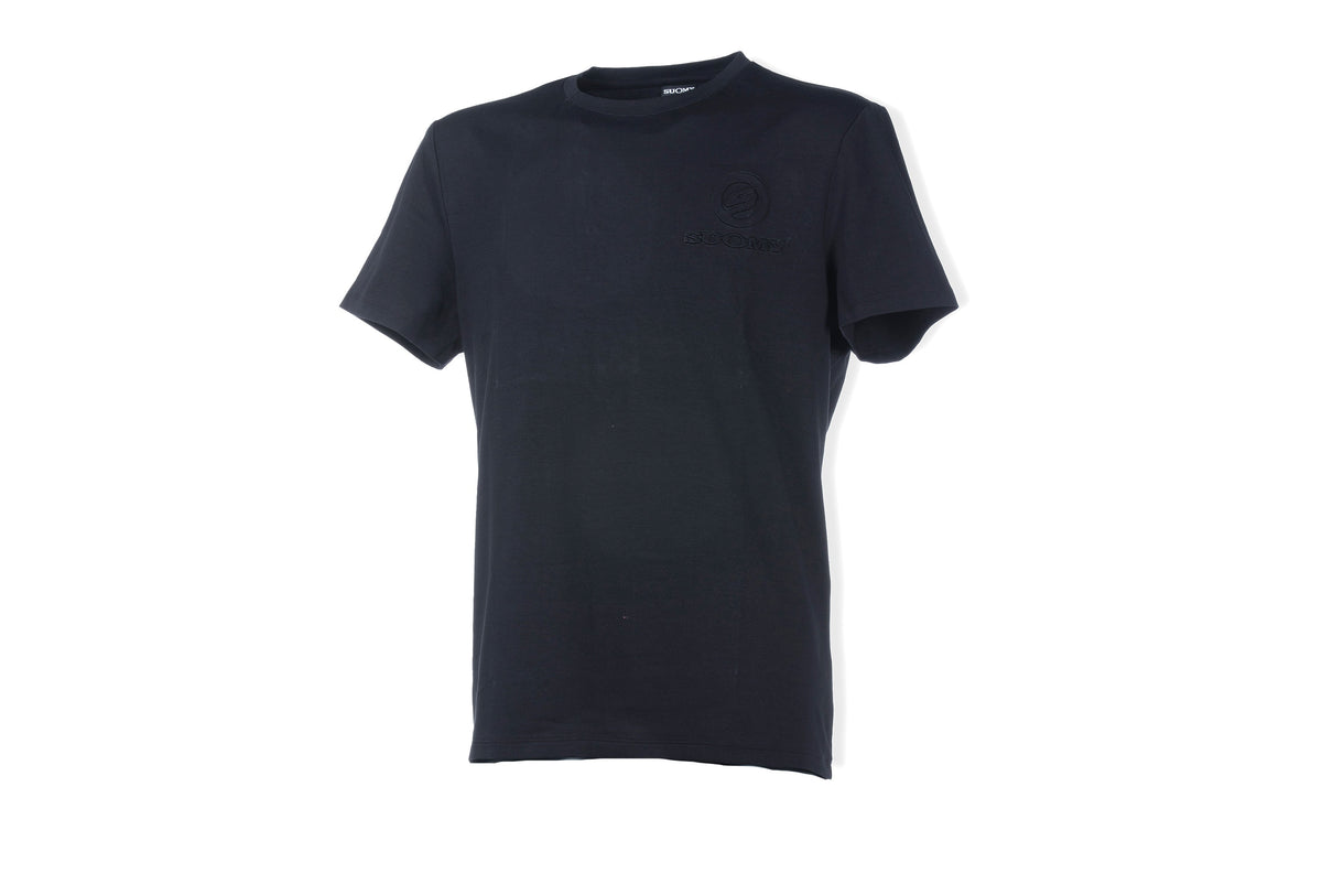 Suomy women's black short-sleeve T-shirt with embossed logo on chest on Tampa Home & Garden Store