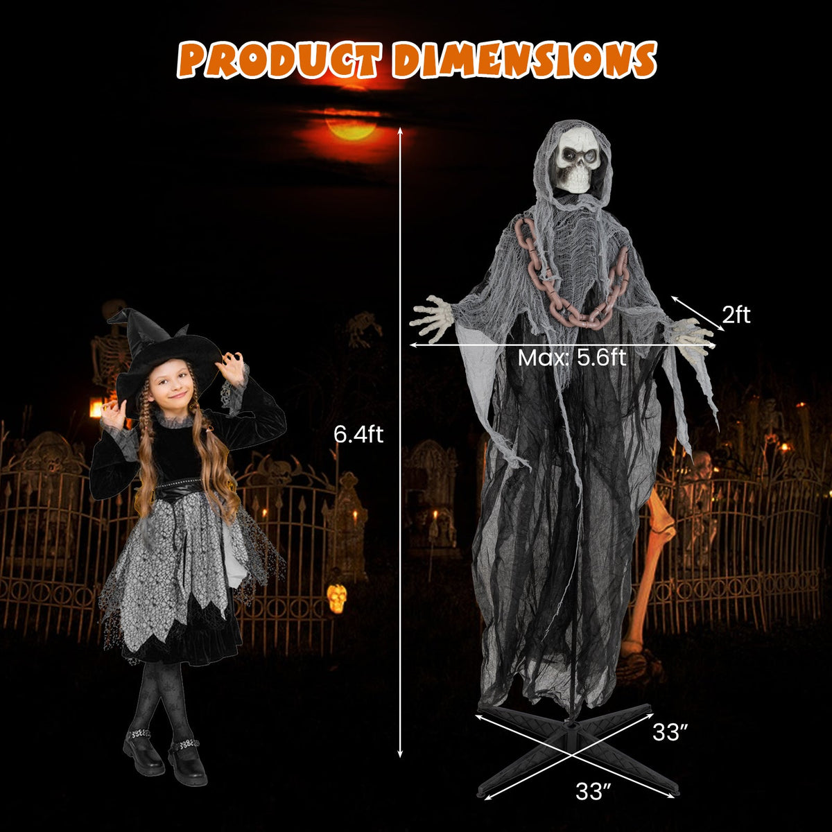 Grim Reaper lawn ornament, 6.4ft tall gray robe, lighted eyes, terrifying sounds DirectDeals on Tampa Home & Garden Store