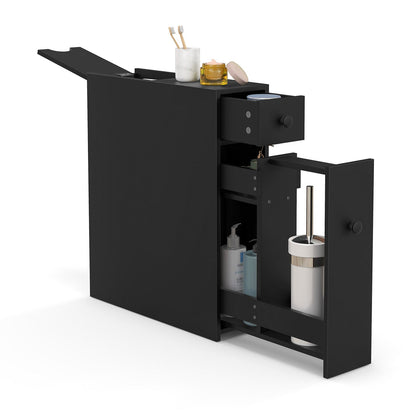 Mueble de baño negro, ahorrador de espacio, organizador de almacenamiento - Negro