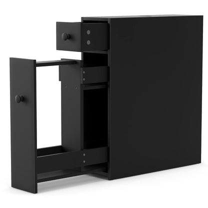 Mueble de baño negro, ahorrador de espacio, organizador de almacenamiento - Negro