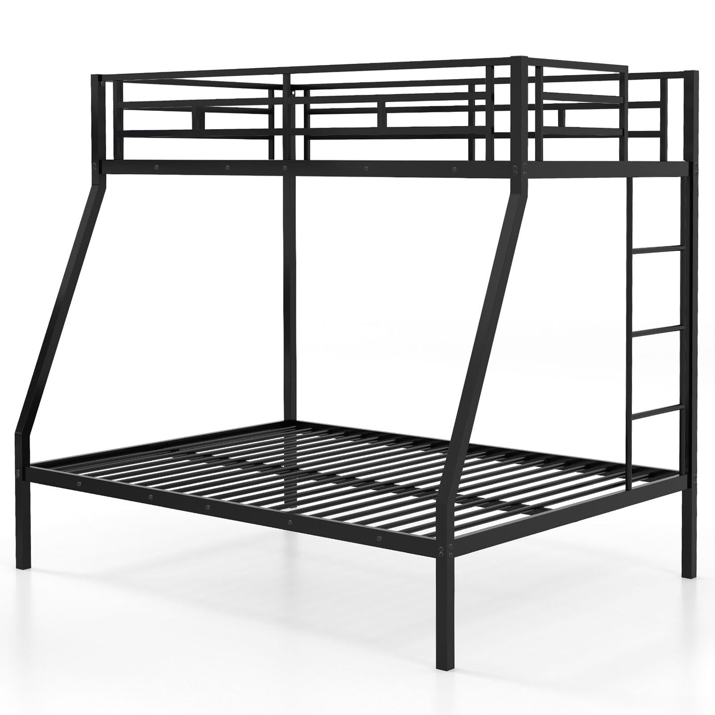 Estructura de cama metálica con somier de láminas que ahorra espacio para adolescentes y adultos, sin ruido, no necesita somier, color negro