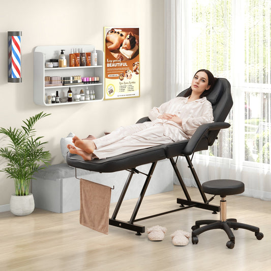 73 Inch Facial Chair Set with Removable Headrest Detachable Armrests and Towel Rack-Black - Tampa Home & Garden Store