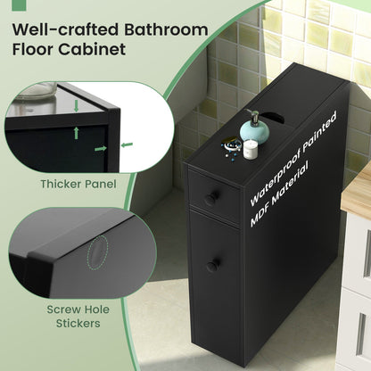 Mueble de baño negro, ahorrador de espacio, organizador de almacenamiento - Negro