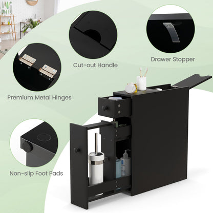 Mueble de baño negro, ahorrador de espacio, organizador de almacenamiento - Negro