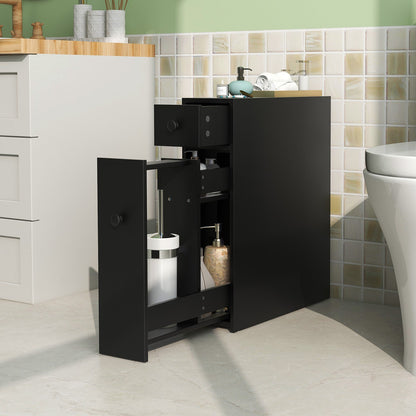 Mueble de baño negro, ahorrador de espacio, organizador de almacenamiento - Negro