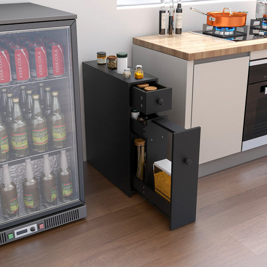 Mueble de baño negro, ahorrador de espacio, organizador de almacenamiento - Negro