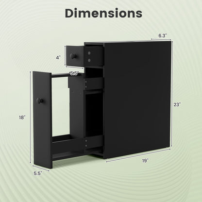 Mueble de baño negro, ahorrador de espacio, organizador de almacenamiento - Negro