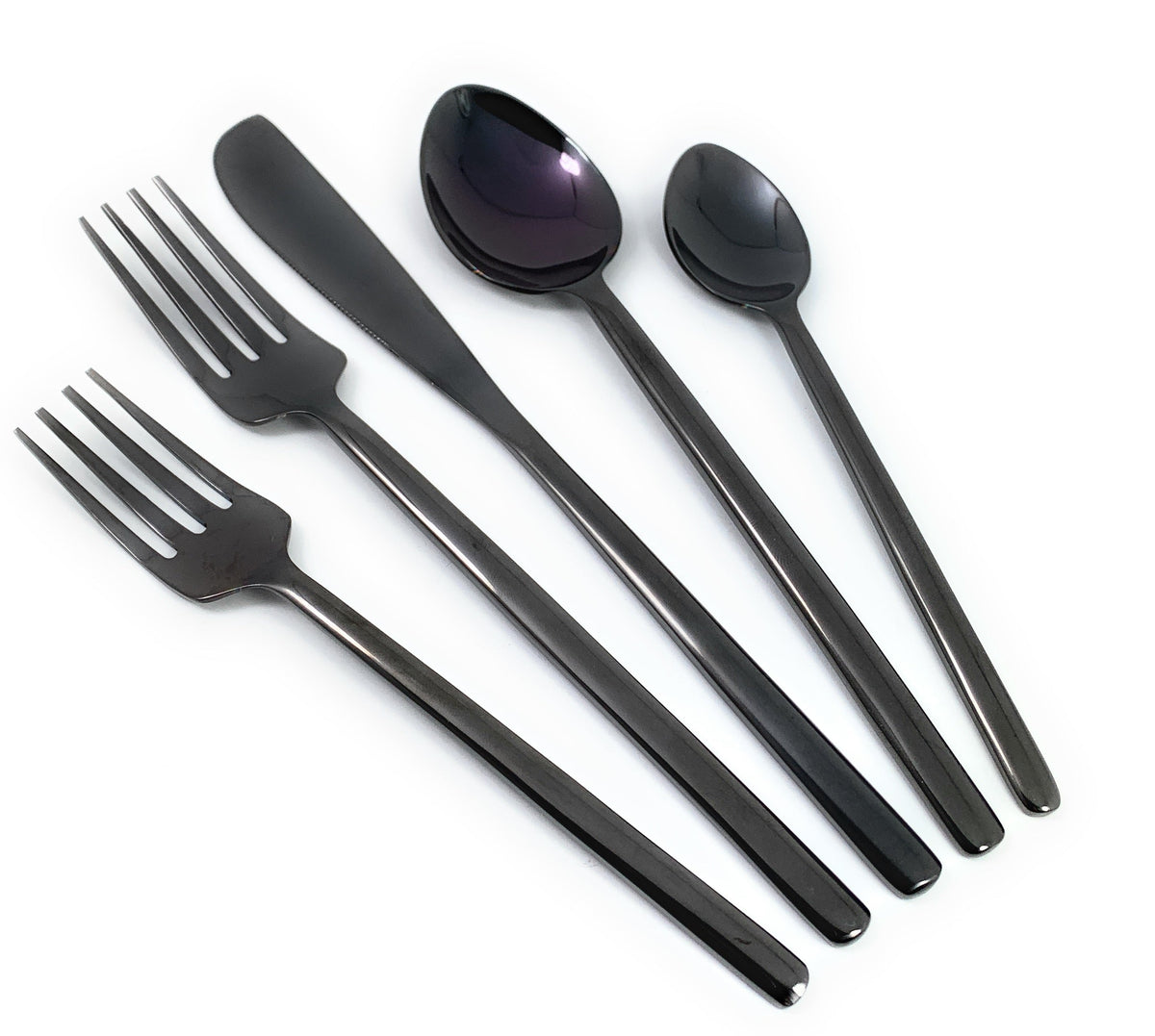 Vibhsa black flatware set 20 pc stainless steel with matte finish on Tampa Home & Garden Store