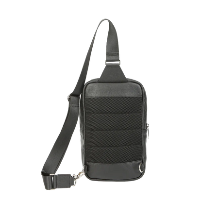 Black Pebbled Full-Grain Leather Sling Bag for Men – Crossbody Travel & Everyday Carry
