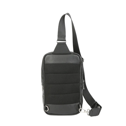 Black Pebbled Full-Grain Leather Sling Bag for Men – Crossbody Travel & Everyday Carry