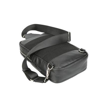 Black Pebbled Full-Grain Leather Sling Bag for Men – Crossbody Travel & Everyday Carry