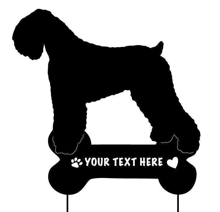 Black Russian Terrier garden stake memorial silhouette with customizable text on Tampa Home & Garden Store