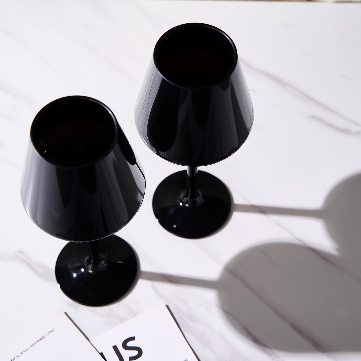 Valencia Black Acrylic Wine Glasses Set of 2