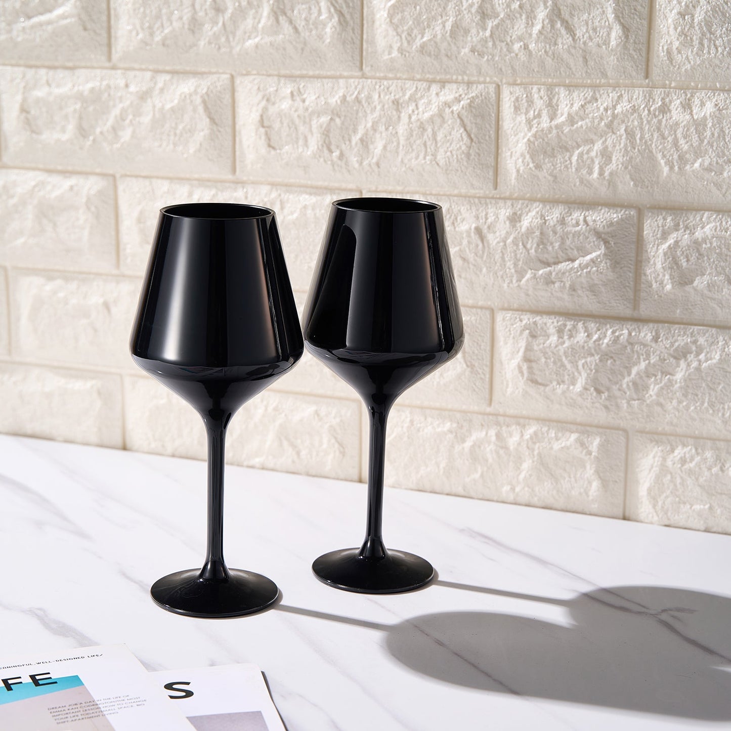 Valencia Black Acrylic Wine Glasses Set of 2