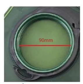 Hydration bladder opening with green interior gasket, 90mm diameter, River Country Gear on Tampa Home & Garden Store