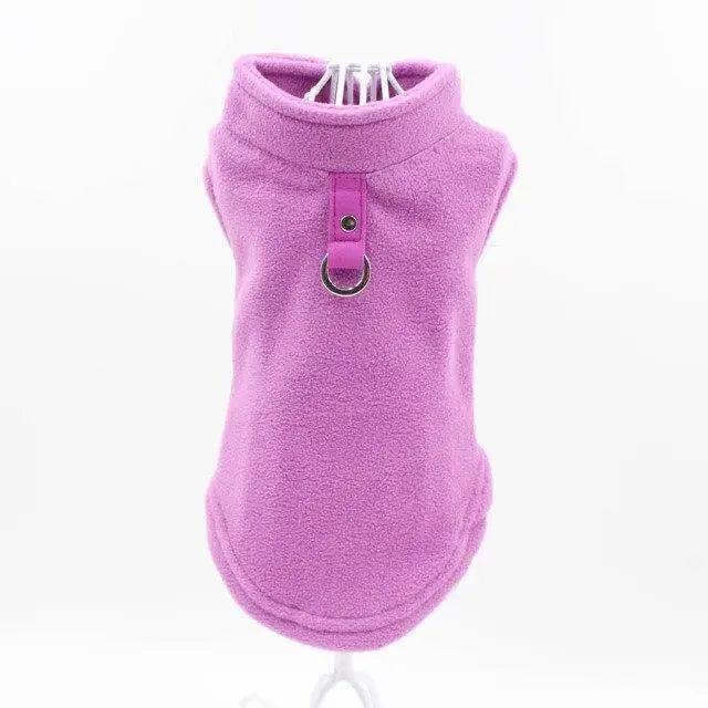 Stevvex fleece dog vest for small dogs in candy pink with leash ring and warm soft lining on Tampa Home & Garden Store