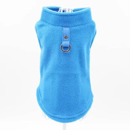 Dog vest Stevvex blue soft fleece with leash ring for small dogs on Tampa Home & Garden Store