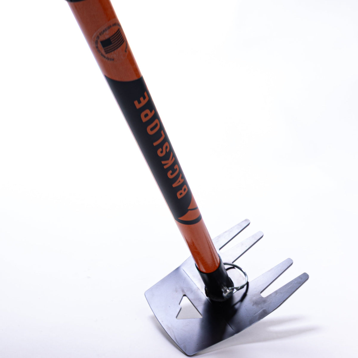Blaze tool by Backslope Tools orange and black shaft with metal mounting base on Tampa Home & Garden Store