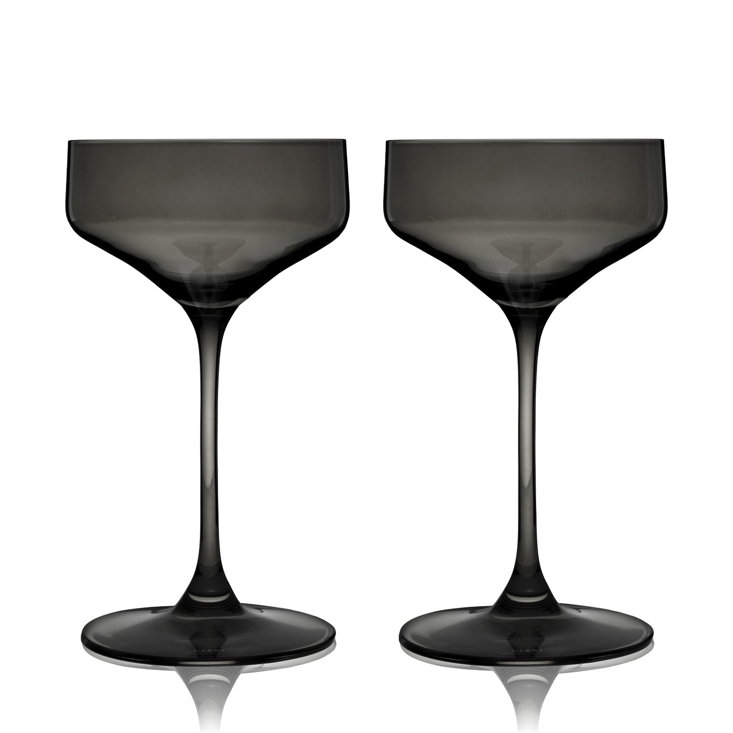 Smoke Grey Crystal Coupe Glasses Set of Two