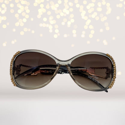 Bling Stone Sunglasses with brown lenses and gold beaded trim by Chicky Chicky Bling Bling on Tampa Home & Garden Store