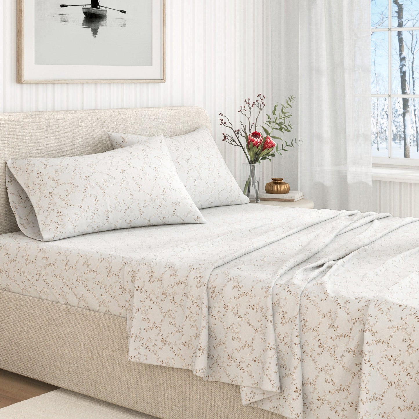 Turkish Cotton Flannel Sheet Set and Floral