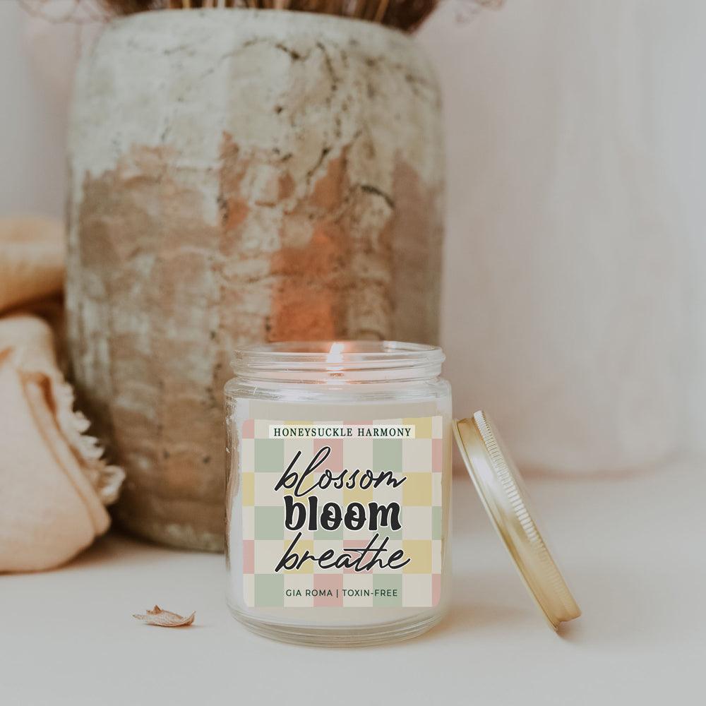 Honeysuckle Harmony Candle by Gia Roma in a clear glass jar on Tampa Home & Garden Store