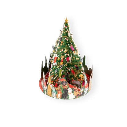 Arbre de Noël avec animaux chantant des chants de Noël Calendrier de l'Avent 3D