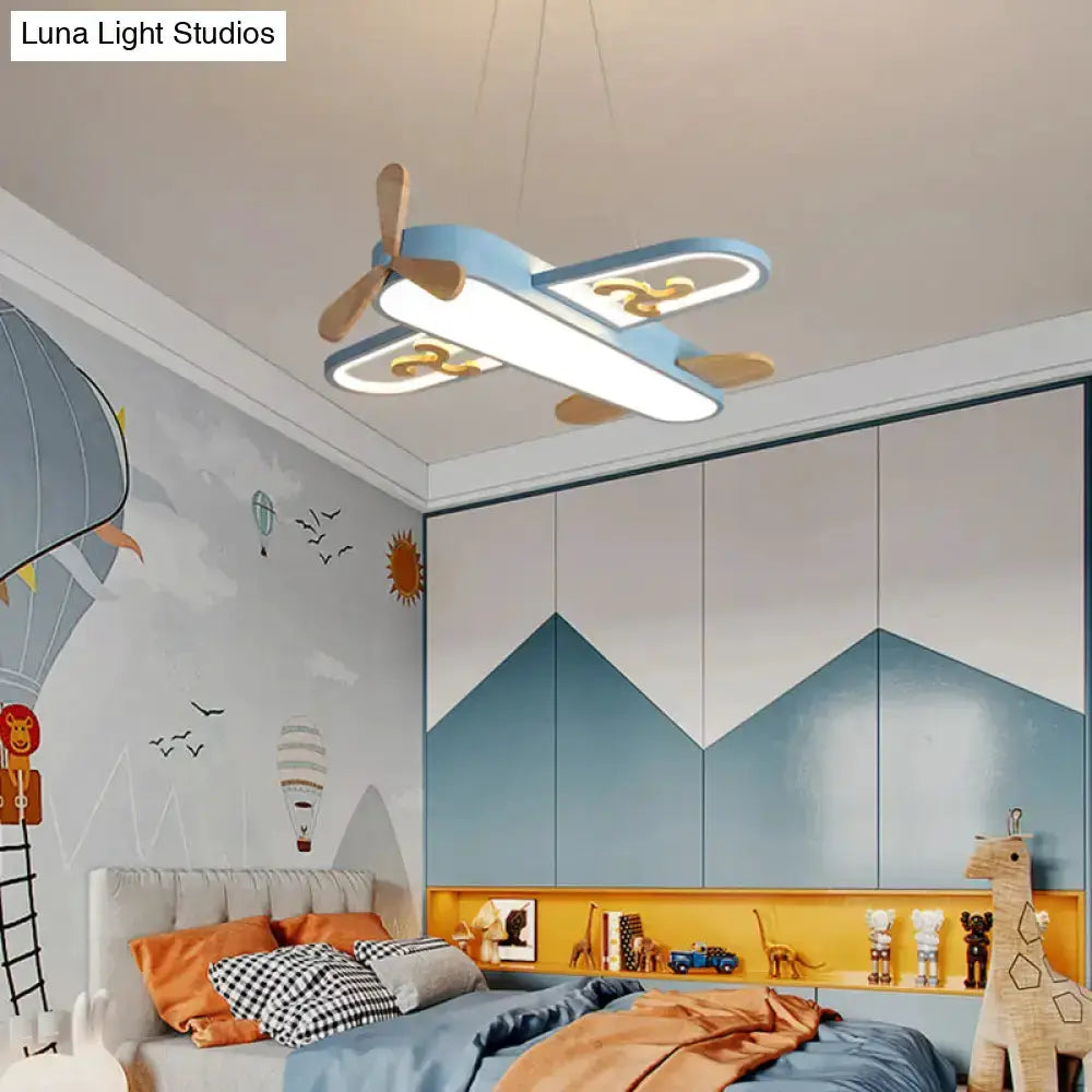 Blue airplane LED chandelier bedroom light with stepless dimming by Decorbites on Tampa Home & Garden Store