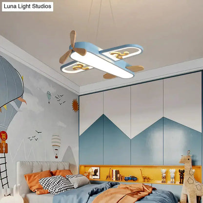 Blue airplane LED chandelier bedroom light with stepless dimming by Decorbites on Tampa Home & Garden Store